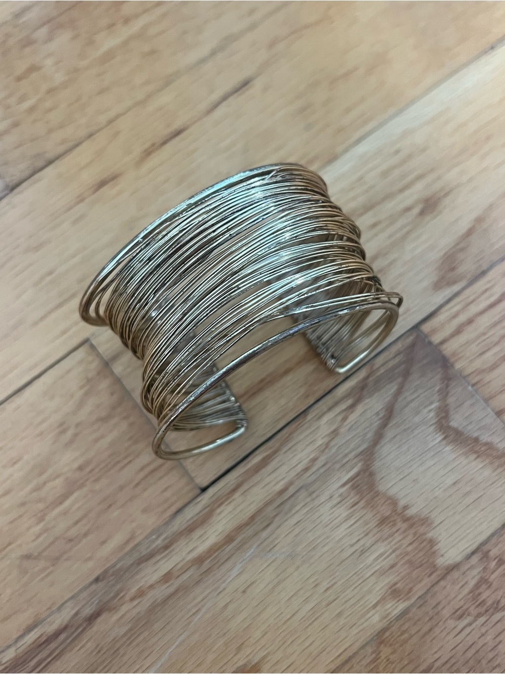 Gold Wire Wrap Cuff Bracelet - Women Jewelry